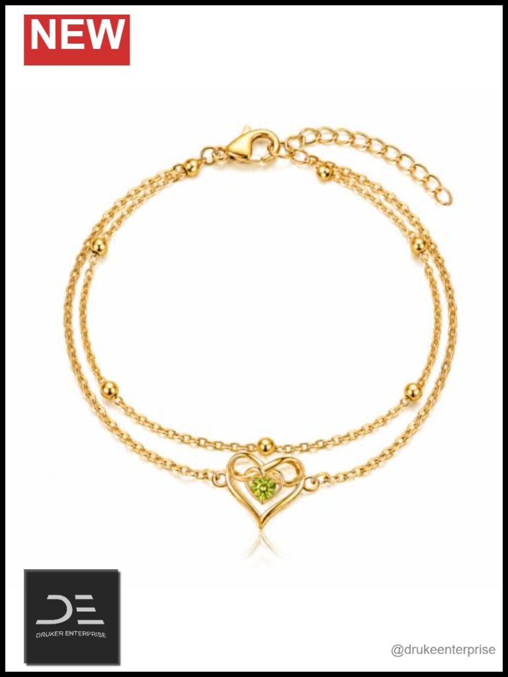 14k Gold Plated Heart Infinity Link Anklet